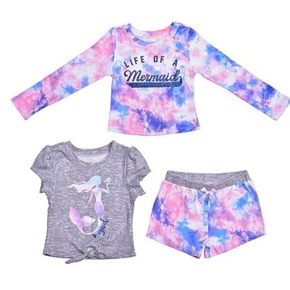GRAY & Pink Tie Dye "Life of a Mermaid" Pajama Set